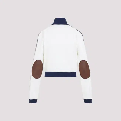 Prada Logo-embroidered Zip-up Sweatshirt In White