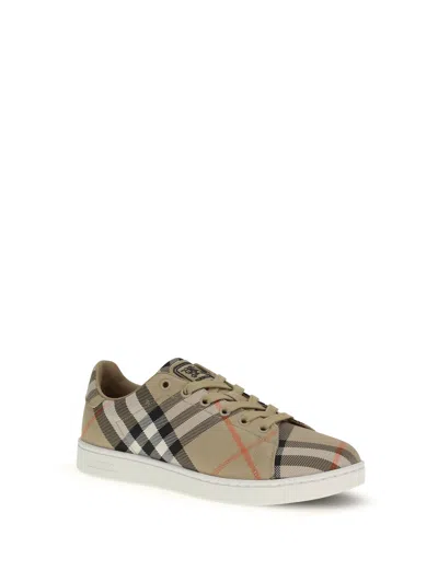 Burberry Women Check Canvas Set Sneakers In Gold