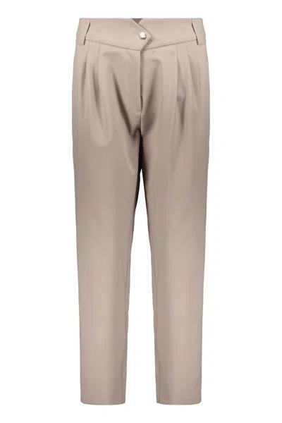 Herno Elegant Beige Trousers With High Waist In Gray