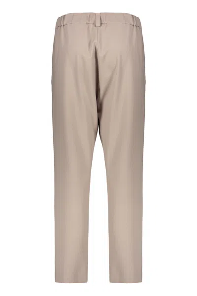 Herno Elegant Beige Trousers With High Waist In Gray