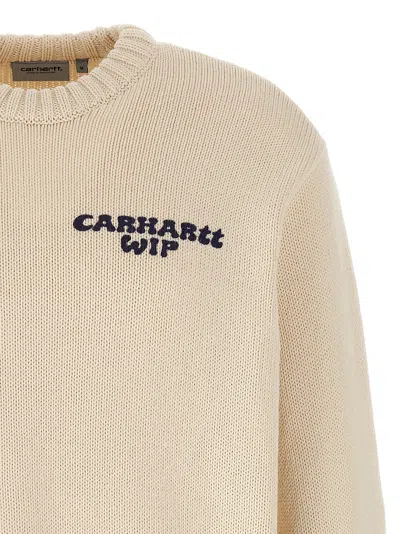 Carhartt Beige Logo Embroidered Sweater In Brown