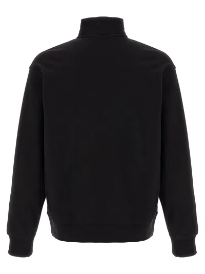 Carhartt American Script Cotton-blend Jersey Half-zip Sweatshirt In Black