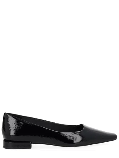 Michael Kors Darrah Crackled Patent Leather Ballet Flat In Black