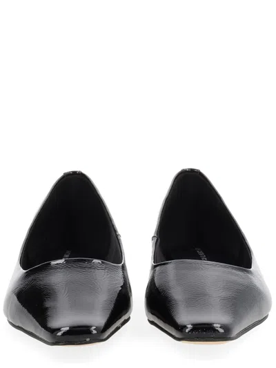 Michael Kors Darrah Crackled Patent Leather Ballet Flat In Black