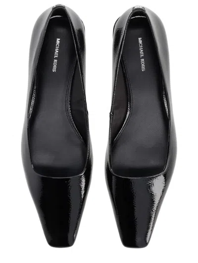 Michael Kors Darrah Crackled Patent Leather Ballet Flat In Black