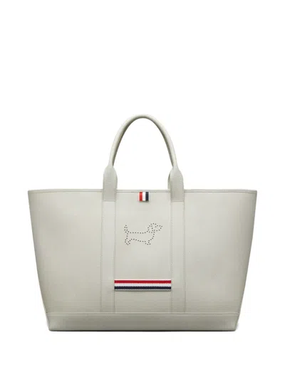 Thom Browne Hector-motif Tote Bag In Gray