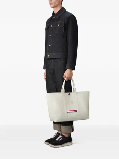 Thom Browne Hector-motif Tote Bag In Gray