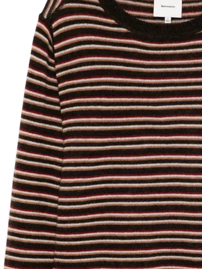 Reformation Womens Compost Multi Stripe Boyfriend Stripe-print Cashmere Jumper Xl