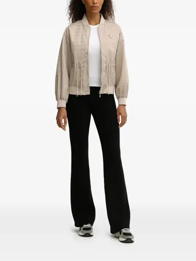 Guess Usa Aop Logo-plaque Bomber Jacket In Neutral