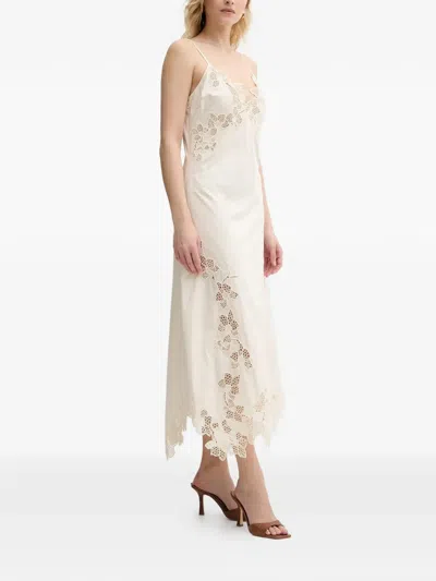 Guess Usa Floral-lace Midi Dress In White
