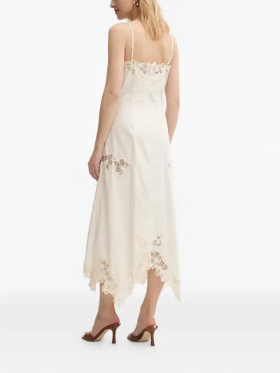 Guess Usa Floral-lace Midi Dress In White