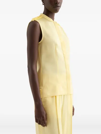 Jil Sander Ruffled-detail Stand-collar Shirt In Yellow