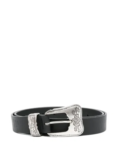 Magda Butrym Floral-engraved Leather Belt In Black