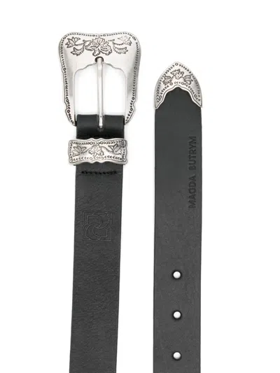 Magda Butrym Floral-engraved Leather Belt In Black