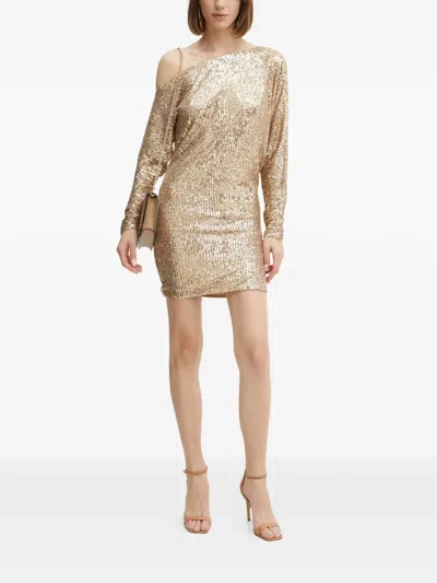 Marciano Sequin One-shoulder Mini Dress In Gold