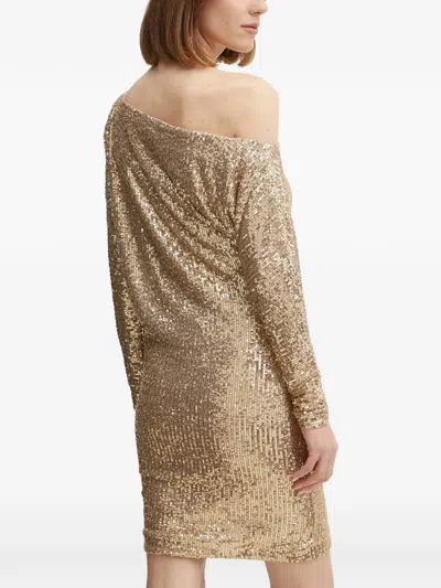 Marciano Sequin One-shoulder Mini Dress In Gold