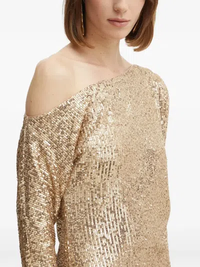 Marciano Sequin One-shoulder Mini Dress In Gold
