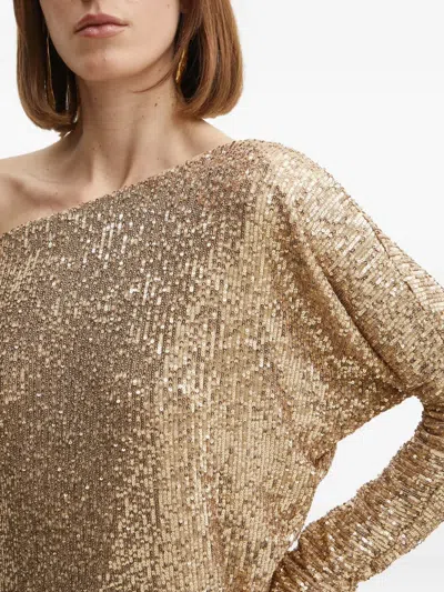 Marciano Sequin One-shoulder Mini Dress In Gold