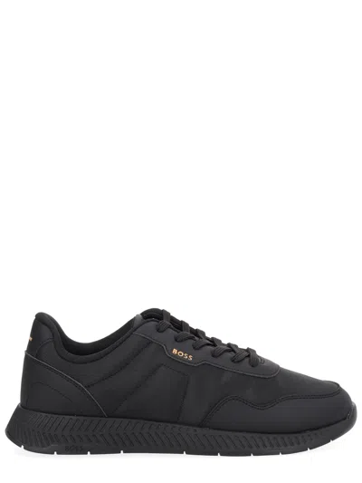 Hugo Boss Streamlined Black Sneakers With Contemporary Silhouette In Multi