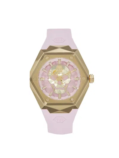 Philipp Plein Women's The Skull Goldtone Stainless Steel Case & Silicone Strap Watch/40mm In Pink