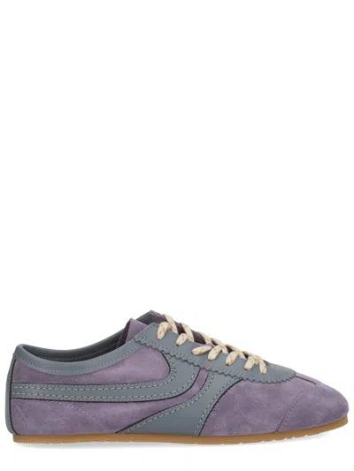 Dries Van Noten Mixed Leather Retro Runner Sneakers In Purple