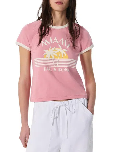 Rag & Bone Women's Miami Boxy Ringer T-shirt In Pink