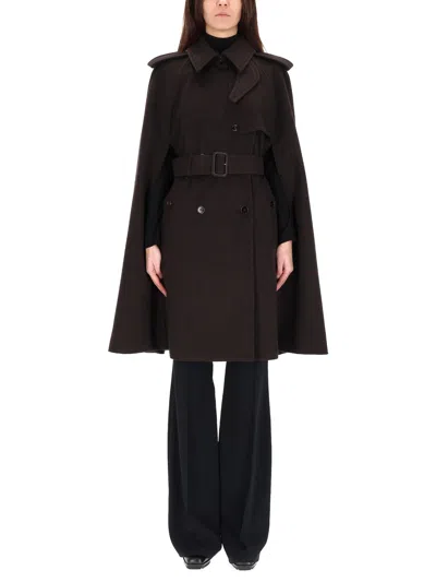 Burberry Cashmere Coat With Belted Waist And Epaulettes In Brown