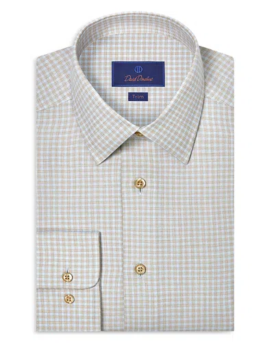 David Donahue Trim Fit Cashmere Blend Twill Check Dress Shirt In Multi