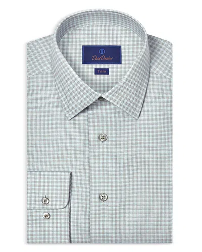 David Donahue Trim Fit Cashmere Blend Twill Check Dress Shirt In Multi