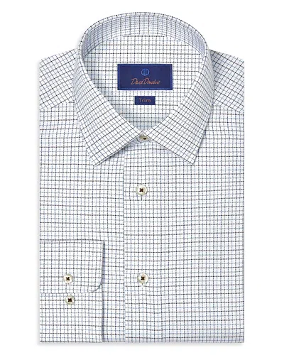 David Donahue Trim Fit Textured Herringbone Check Dress Shirt In Multi