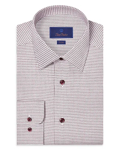 David Donahue Trim Fit Micro Twill Check Dress Shirt In Animal Print