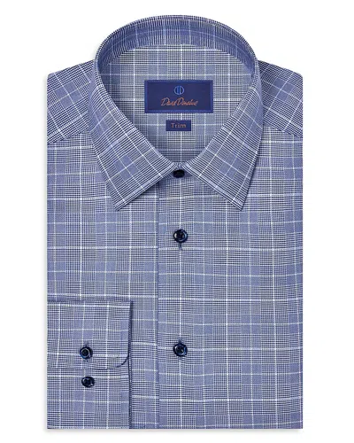 David Donahue Trim Fit Twill Glen Check Dress Shirt In Multi