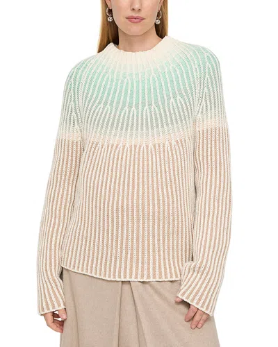 Lafayette 148 Wool Cashmere Cotton Ribbed Fair Isle Sweater In Brown