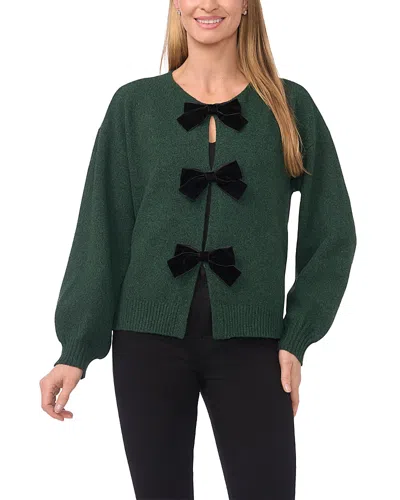 Cece Bow Closure Cardigan Sweater In Green