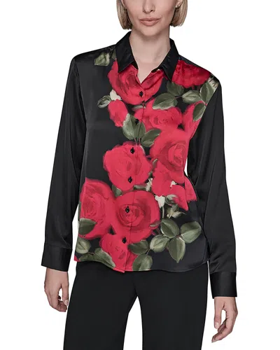 Karl Lagerfeld Rose Button Down Shirt In Multi