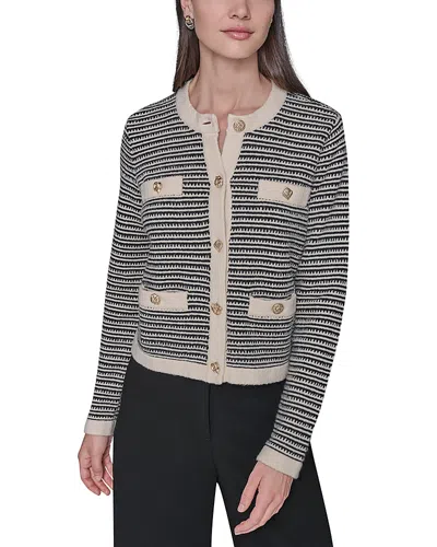 Karl Lagerfeld Short Pocket Cardigan In Gray