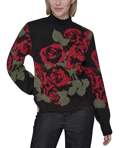 Karl Lagerfeld Floral Jacquard Sweater In Black