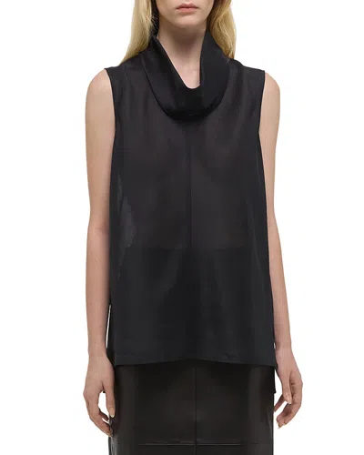 Helmut Lang Organza Cowl-neck Shell Top In Black