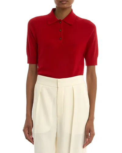 Victoria Beckham Polo Collar Merino Wool Shirt In Red