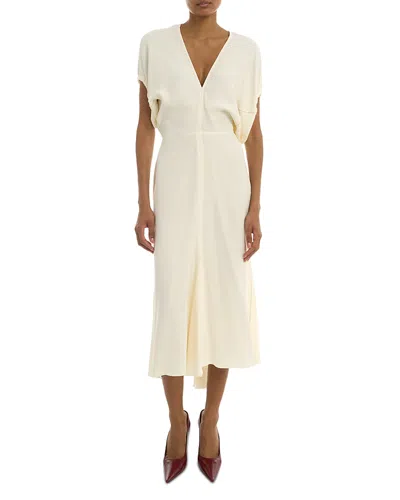 Victoria Beckham Blouson Detail Midi Dress In Neutral