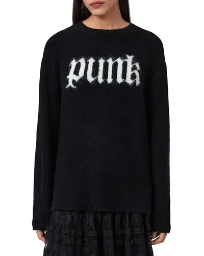 Allsaints Punk Crewneck Sweater In Black