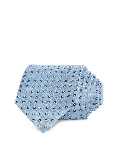 Hugo Boss Silk Classic Grid Tie In Blue