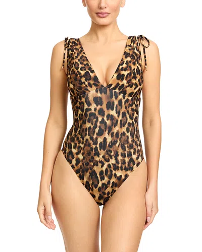 Robin Piccone Olivia V Plunge One Piece Swimsuit In Animal Print