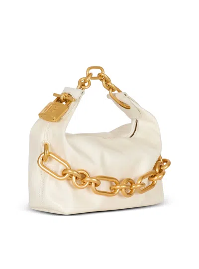 Balmain Mini Sync Padlock Chain Tote Bag In Neutral