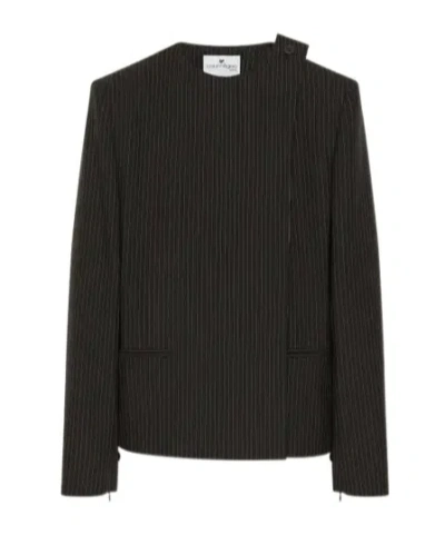 Courrèges Buckle Pinstripes Jacket In Black