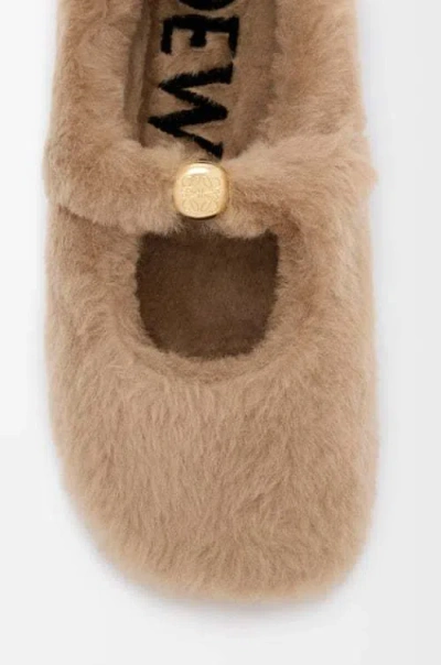 Loewe Shearling Pebble Soft Ballerina Shoes In Brown
