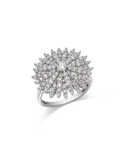Bloomingdale's Fine Collection Diamond Starburst Statement Ring In 14k White Gold, 1.50 Tcw In Gold