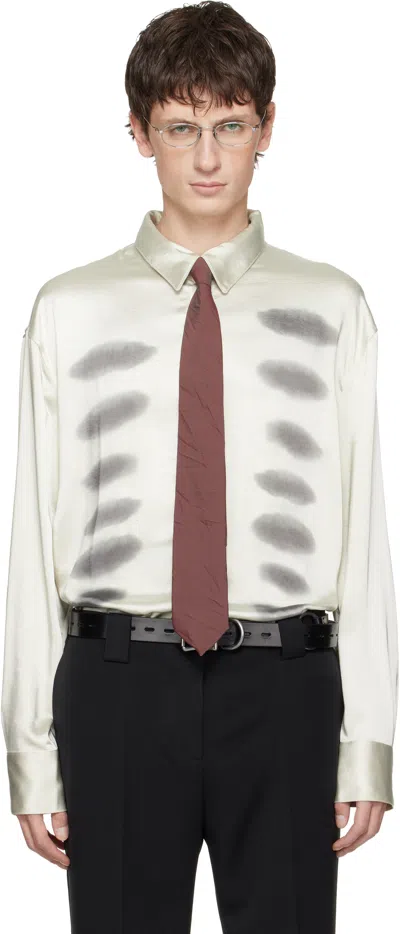 Avavav Off-white X-ray Printed Satin Button-up Shirt In Metallic