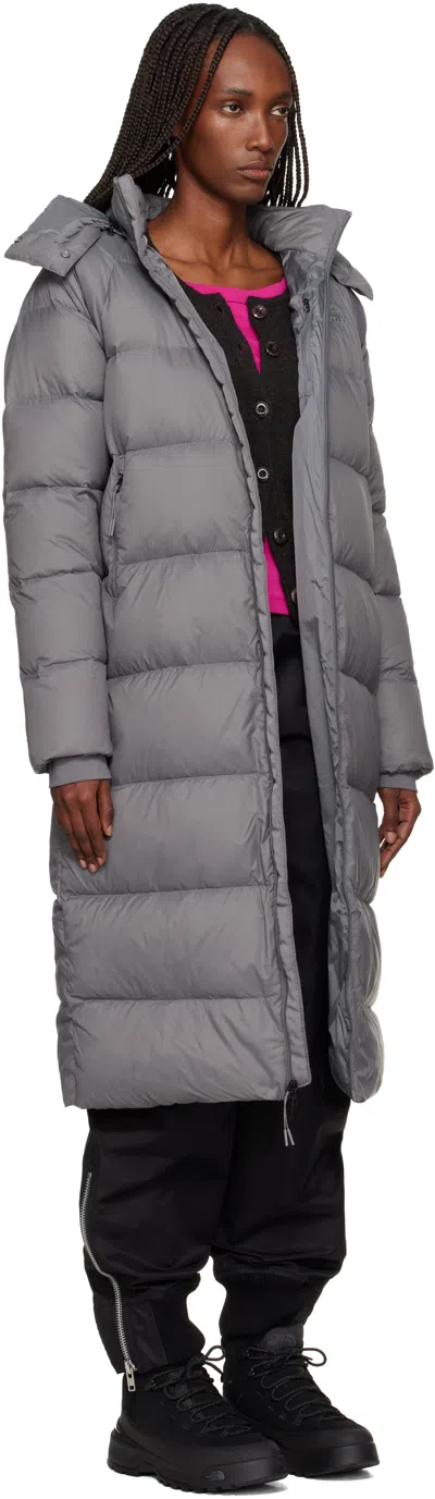 The North Face Gray City Long Hooded Down Jacket