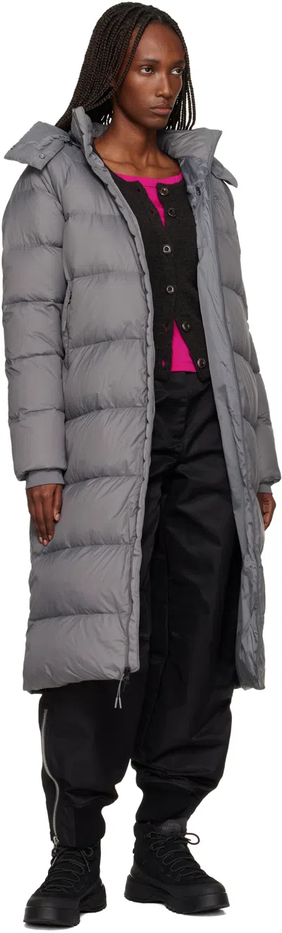 The North Face Gray City Long Hooded Down Jacket